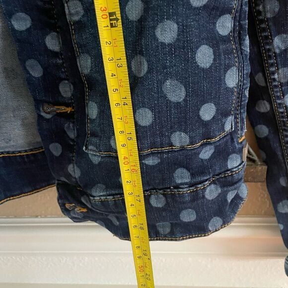 LulaRoe Kenny Denim Trucker Polka Dot Hearts Jacket XXS - Picture 15 of 16